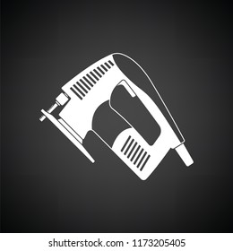 Jigsaw icon. Black background with white. Vector illustration.
