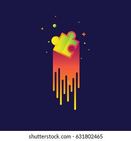 Jigsaw icon Color gradation. sign symbol for web, modern design vector on blue background. logo.