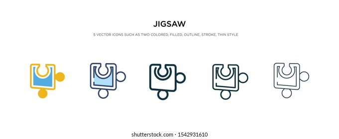 jigsaw icon in different style vector illustration. two colored and black jigsaw vector icons designed in filled, outline, line and stroke style can be used for web, mobile, ui