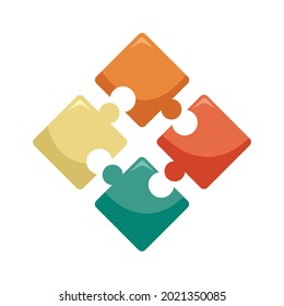 Jigsaw icon. Flat illustration of jigsaw vector icon isolated on white background