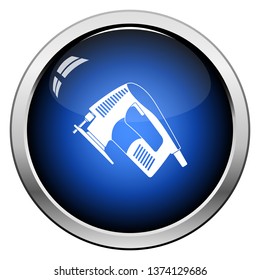 Ícone do quebra- cabeça. Design de botão brilhante. Ilustração de vetor.