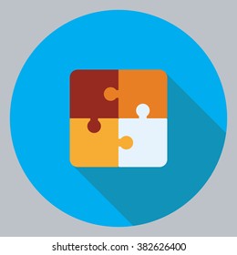 Jigsaw icon with long shadow.