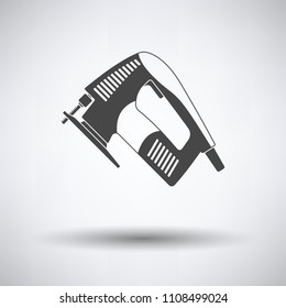 Jigsaw icon on gray background, round shadow. Vector illustration.