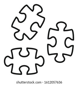Jigsaw icon. Outline jigsaw vector icon for web design isolated on white background
