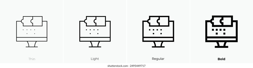 Jigsaw icon. Thin, Light Regular And Bold style design isolated on white background