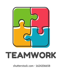 Jigsaw icons 4. The connected jigsaw vector fits The concept of teamwork in an organization
