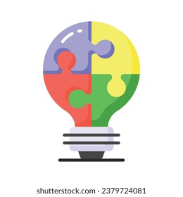 A jigsaw light bulb showing concept icon of problem solution in trendy style