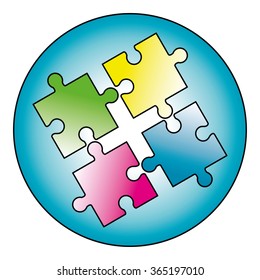 jigsaw, logo, vector, design, isolated, vector illustration