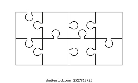 Jigsaw Outline Grids. Square Puzzle Pieces Grid Template.