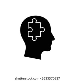 Jigsaw Piece in Head Symbol Representing Awareness and Mental Clarity