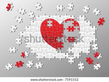 Jigsaw pieces broken heart Vector