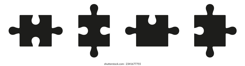 Jigsaw Pieces Combination, Puzzle Parts Silhouette Icon Set. Team Connects Together Solid Symbol Collection. Teamwork, Togetherness, Solution Glyph Pictogram. Isolated Vector Illustration.