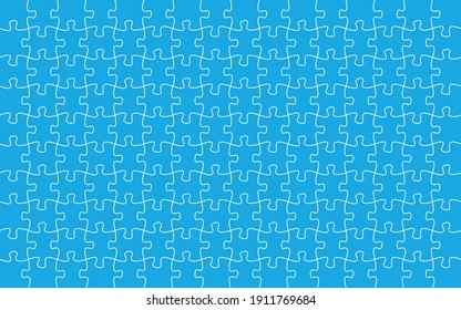 Jigsaw pieces template. puzzle pieces connected together. Jigsaw or puzzle elements template. Flat vector illustration