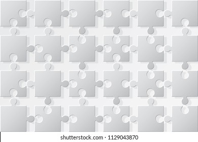 Jigsaw Puzzle of 24 Separated All Main Types Pieces with Border Types Pieces Blank Template - Grey Tiles on Dark Grey Background - Vector Mixed Graphic Design