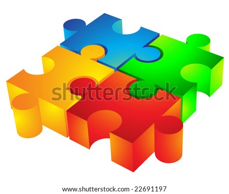 Jigsaw puzzle: 3d icon isolated on white
