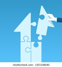 Jigsaw puzzle - Arrow up,vector illustration.