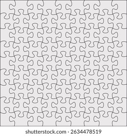 Jigsaw puzzle background with 81 pieces. Editable stroke vector.	
