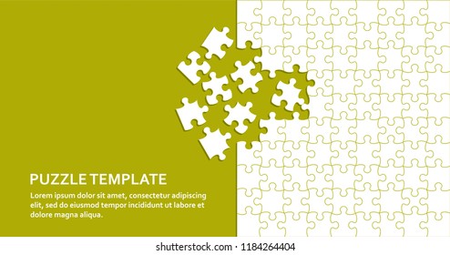 Jigsaw puzzle background with white pieces. Abstract mosaic template. Vector illustration.