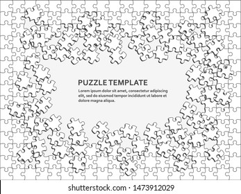Jigsaw puzzle background with white pieces. Abstract mosaic template. Vector illustration.