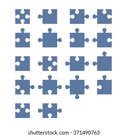 Jigsaw Puzzle Blank Constructor. Total Parts Set. Vector