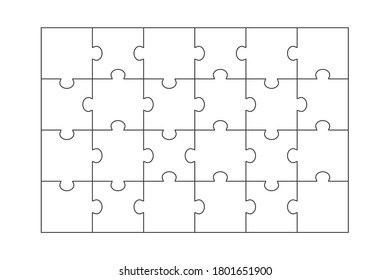 Jigsaw puzzle blank mockup. Creative vector illustration. Template for presentation or advertising. Teamwork concept.