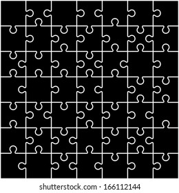 Jigsaw puzzle blank parts template. 7x7 pieces.