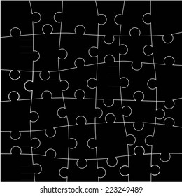 Jigsaw puzzle blank parts template. 6x6 pieces.