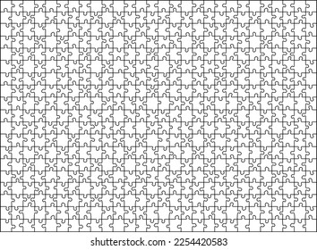 Jigsaw puzzle blank template. Cut lines for 500 pieces jigsaw puzzle.