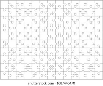 Jigsaw puzzle blank template or cutting guidelines with pieces of various shapes randomly scattered. Transparent 130 pieces are easy to separate (every piece is a single shape) for vector mode.