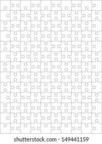 Jigsaw puzzle blank template or cutting guidelines of 130 transparent pieces. Pieces are easy to separate (every piece is a single shape).  For high res JPEG or TIFF see image 45999706
