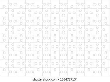 Jigsaw puzzle blank template or cutting guidelines. Vector illustration.