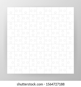 Jigsaw puzzle blank template or cutting guidelines. Vector illustration.