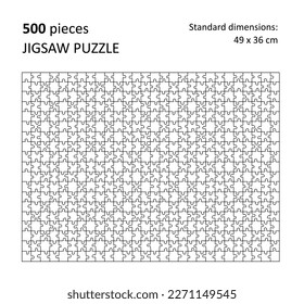 Jigsaw puzzle blank template. Cutting lines for 500 pieces jigsaw puzzle.