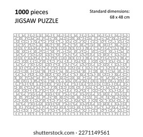 Jigsaw puzzle blank template. Cutting lines for 1000 pieces jigsaw puzzle.