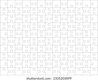 Jigsaw puzzle blank template or cutting guidelines of 130 transparent pieces. Classic style pieces are easy to separate (every piece is a single shape). 
