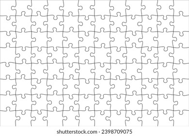 Plantilla en blanco de rompecabezas o guías de corte de piezas transparentes. Las piezas son fáciles de separar (cada pieza es una sola forma). Plantilla transparente del rompecabezas. Ilustración del vector