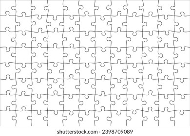 Plantilla en blanco de rompecabezas o guías de corte de piezas transparentes. Las piezas son fáciles de separar (cada pieza es una sola forma). Plantilla transparente del rompecabezas. Ilustración del vector