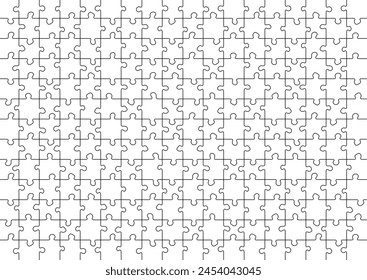 Jigsaw puzzle blank template. Cutting lines grid design for 200 pieces jigsaw puzzle.