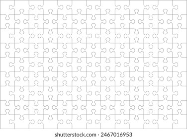 Jigsaw puzzle blank template or cutting guidelines of 117 transparent pieces. Classic style pieces are easy to separate (every piece is a single shape). 
