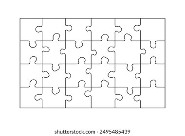 Jigsaw puzzle blank template. Cutting lines grid design for small jigsaw puzzle.