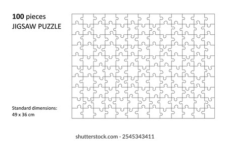 Rompecabezas de Plantilla en blanco. Diseño de cuadrícula de líneas de corte para rompecabezas de 100 piezas.