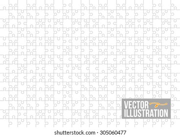 Jigsaw puzzle blank template or cutting guidelines of 280 transparent pieces. Vector Illustrations.