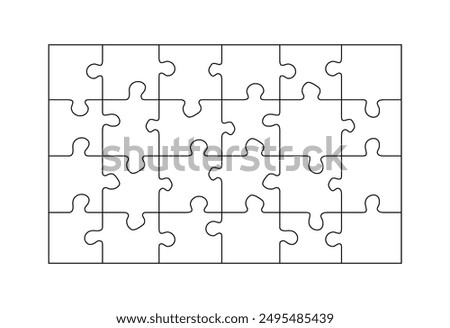 Jigsaw puzzle blank template. Cutting lines grid design for small jigsaw puzzle.