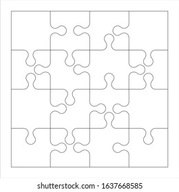 Jigsaw puzzle, blank white template, vector illustration