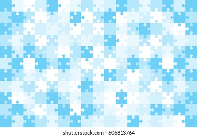 Jigsaw puzzle blue color illustration pattern isolated on white background, vector eps10