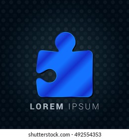 Jigsaw Puzzle Blue metallic chromium precious Icon / Logo Design