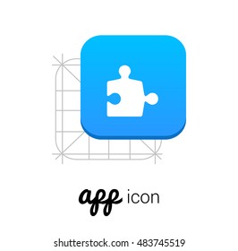 Jigsaw Puzzle Blue Mobile App UI/UX Button Corporate Logo / Icon Design