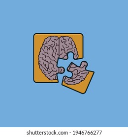 Rompecabezas con el motivo cerebral ilustración vectorial para el Día del Alzheimer el 21 de setiembre. Concepto de pérdida de memoria