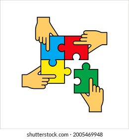Jigsaw puzzle for business stock, Vector illustration on white background. color editable epa 10.