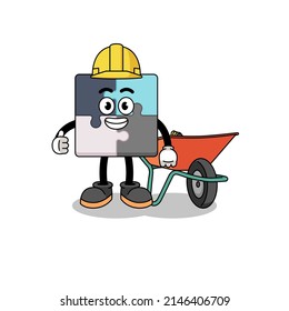 jigsaw puzzle cartoon as a contractor , character design